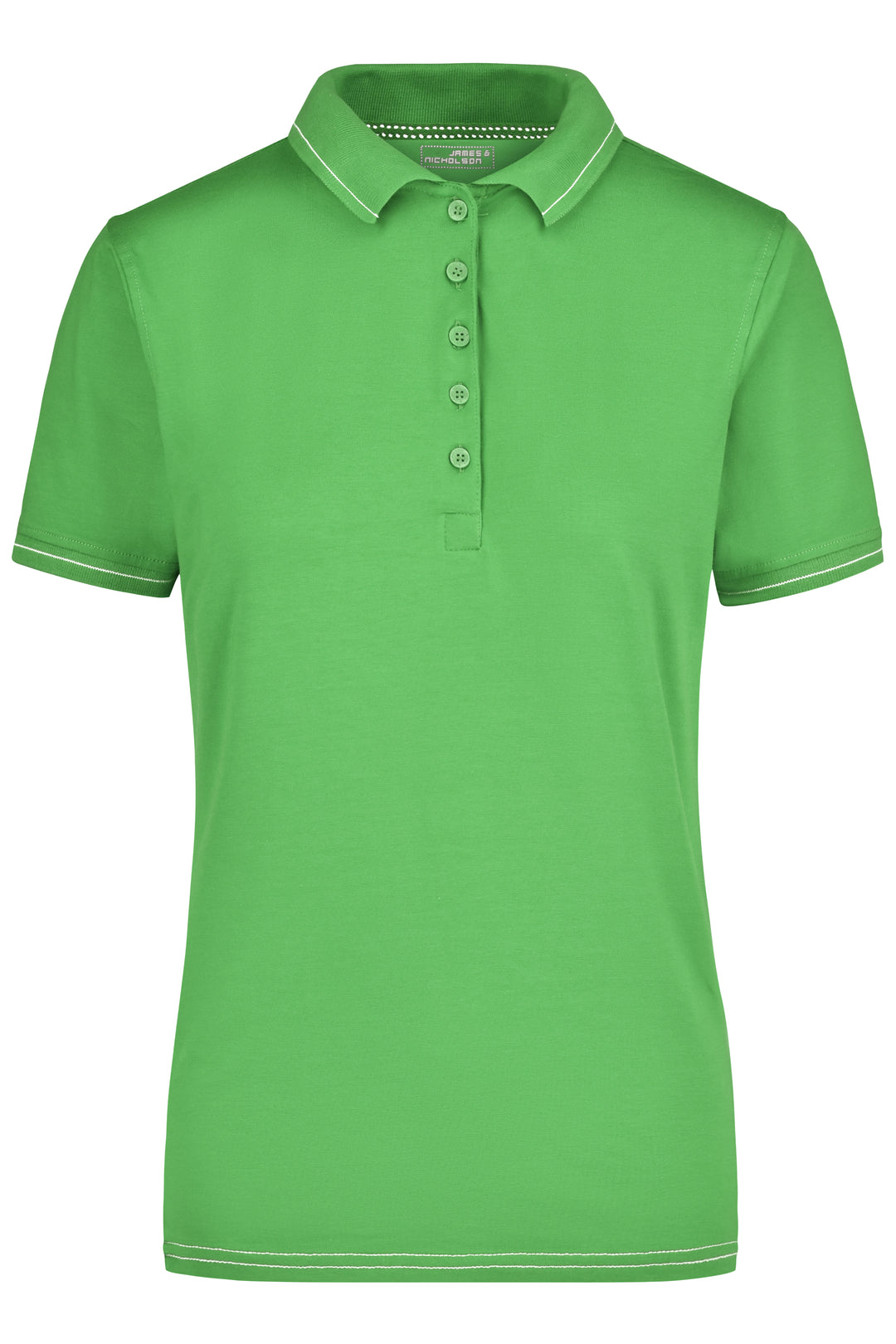 Ladies' Elastic Polo - lime-green/white