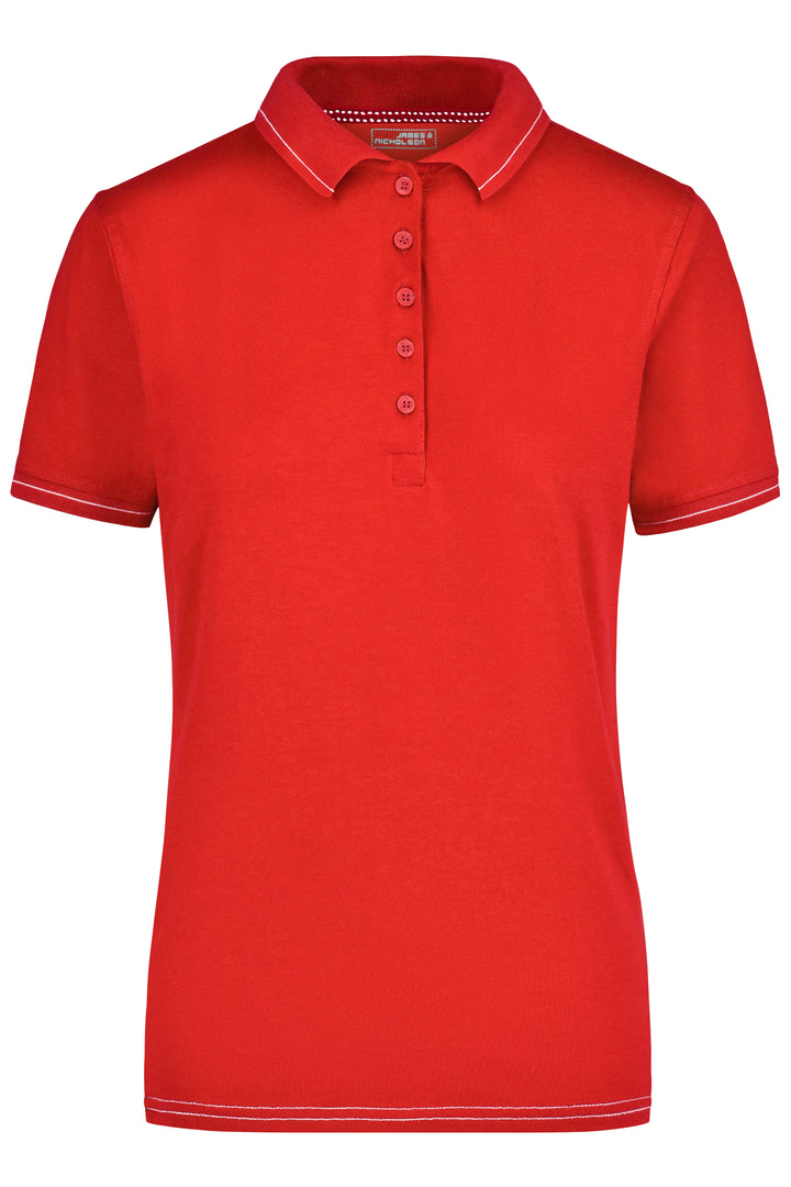Ladies' Elastic Polo - red/white