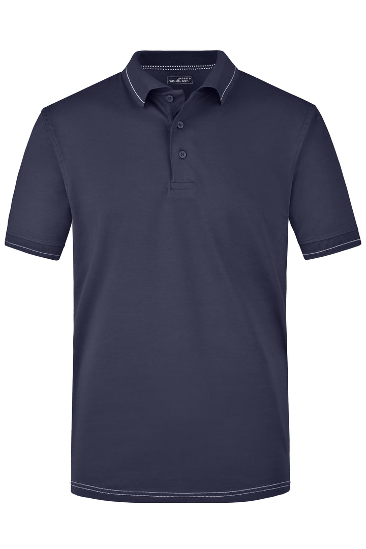 Men's Elastic Polo - navy/white
