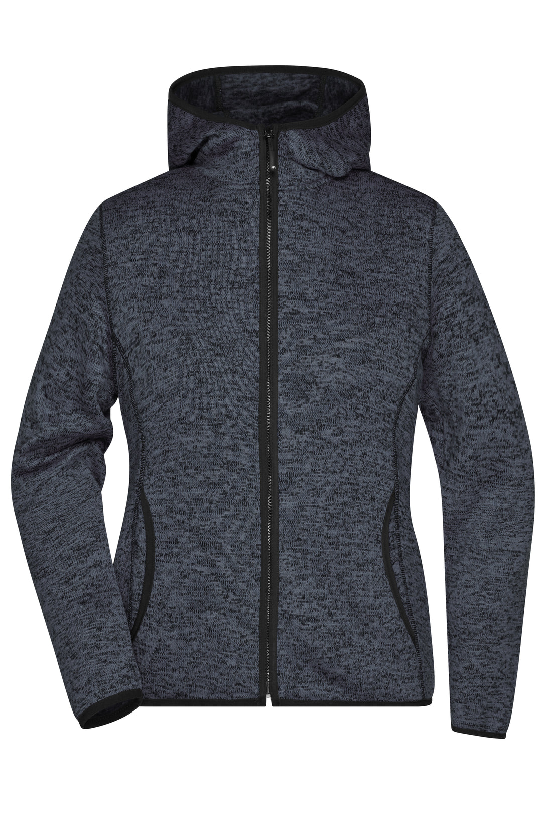 Ladies' Knitted Fleece Hoody - dark-melange/black