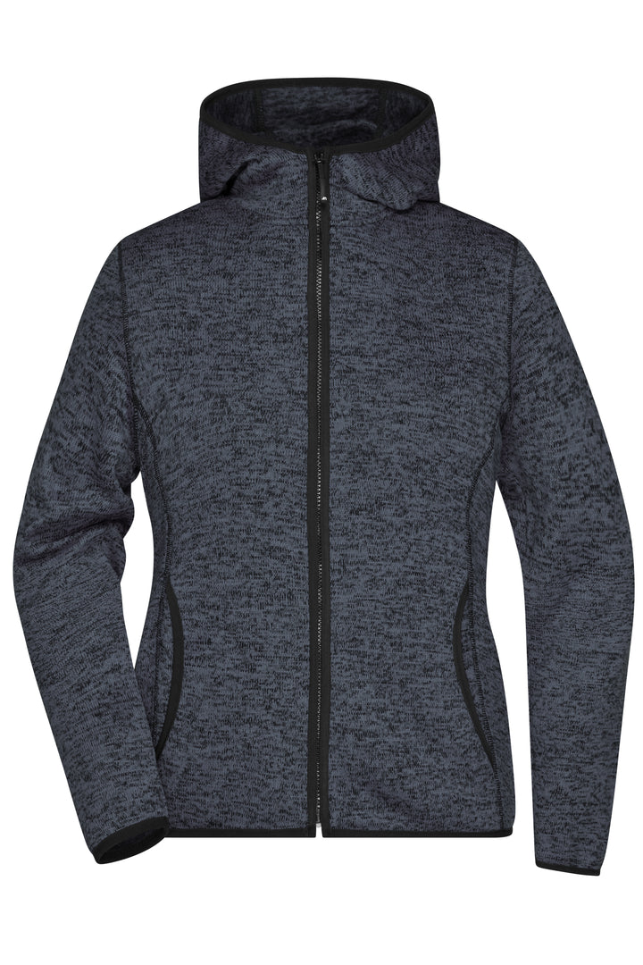 Ladies' Knitted Fleece Hoody - dark-melange/black
