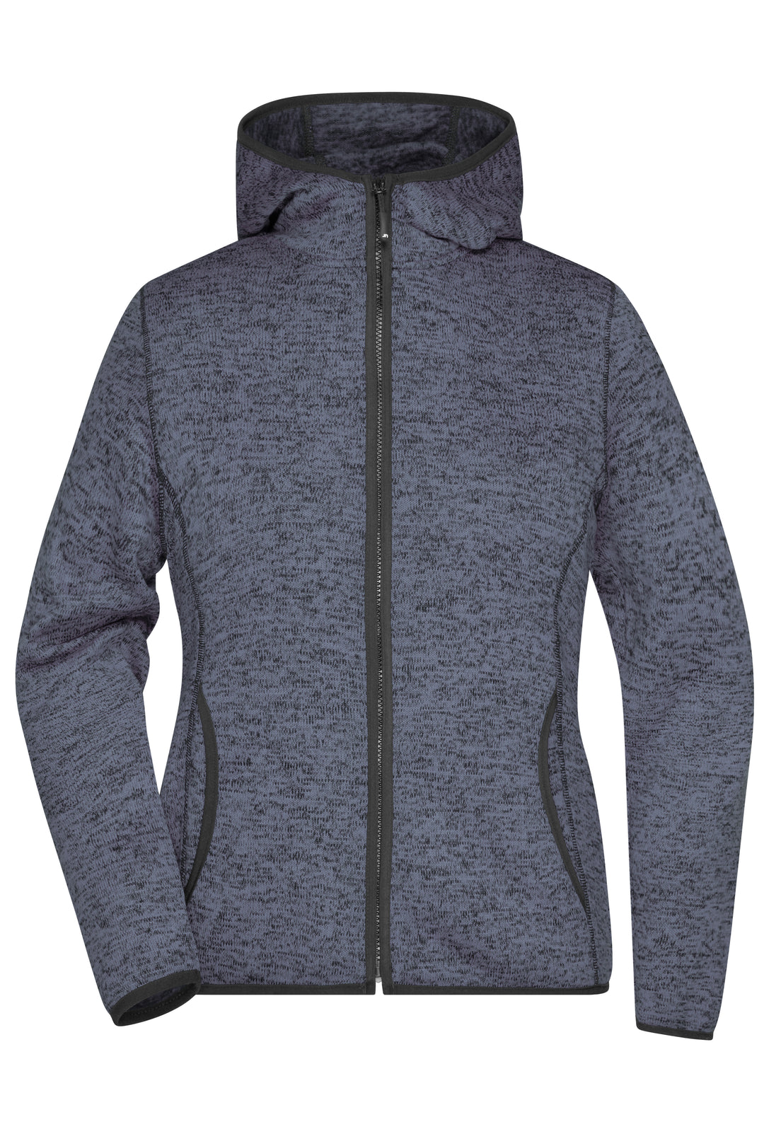 Ladies' Knitted Fleece Hoody - denim-melange/black
