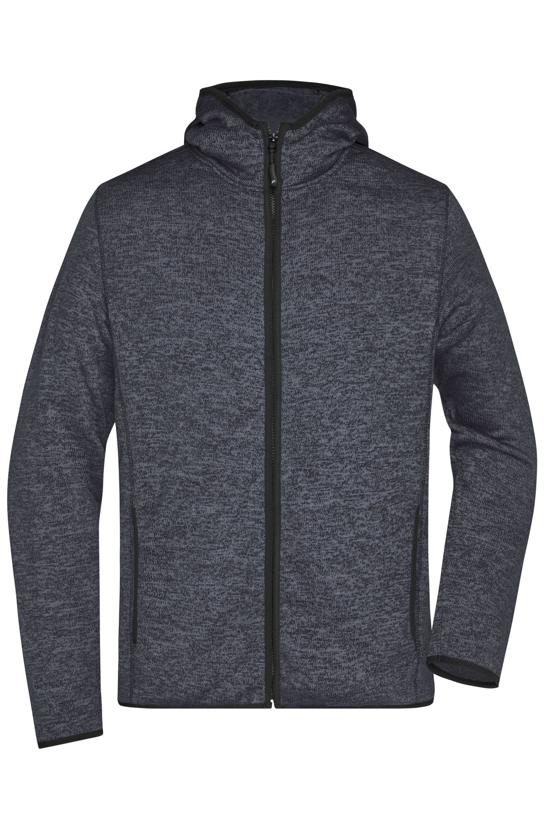 Men's Knitted Fleece Hoody - dark-melange/black