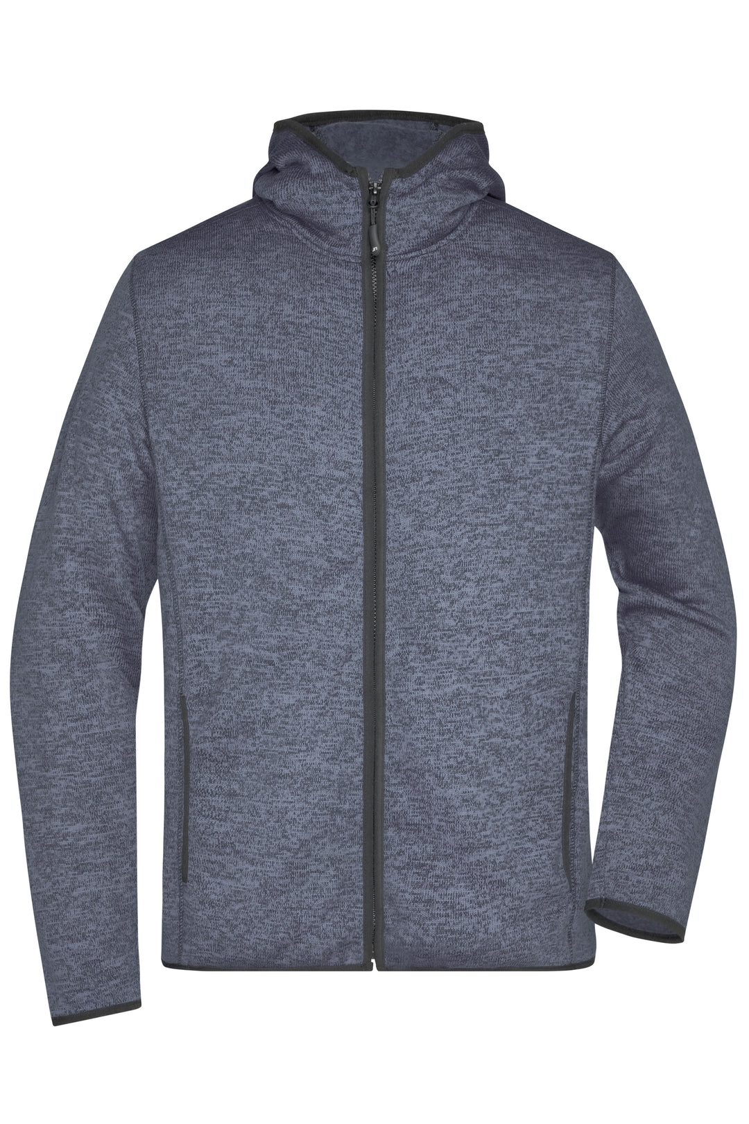 Men's Knitted Fleece Hoody - denim-melange/black