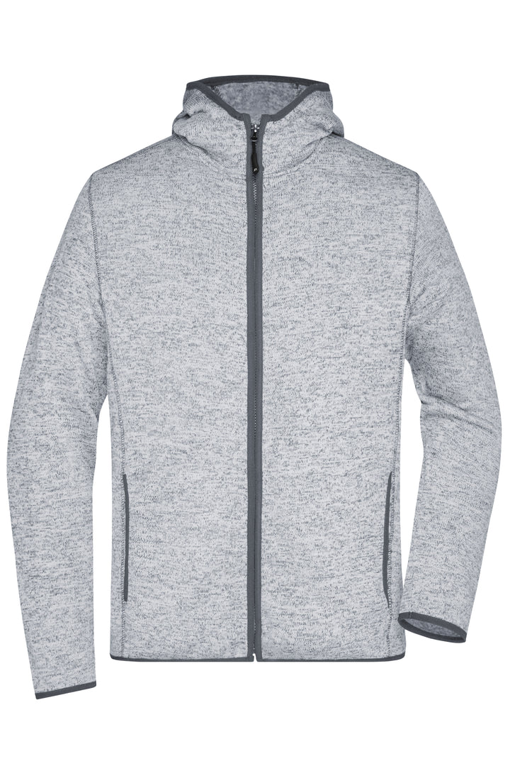 Men's Knitted Fleece Hoody - light-melange/carbon