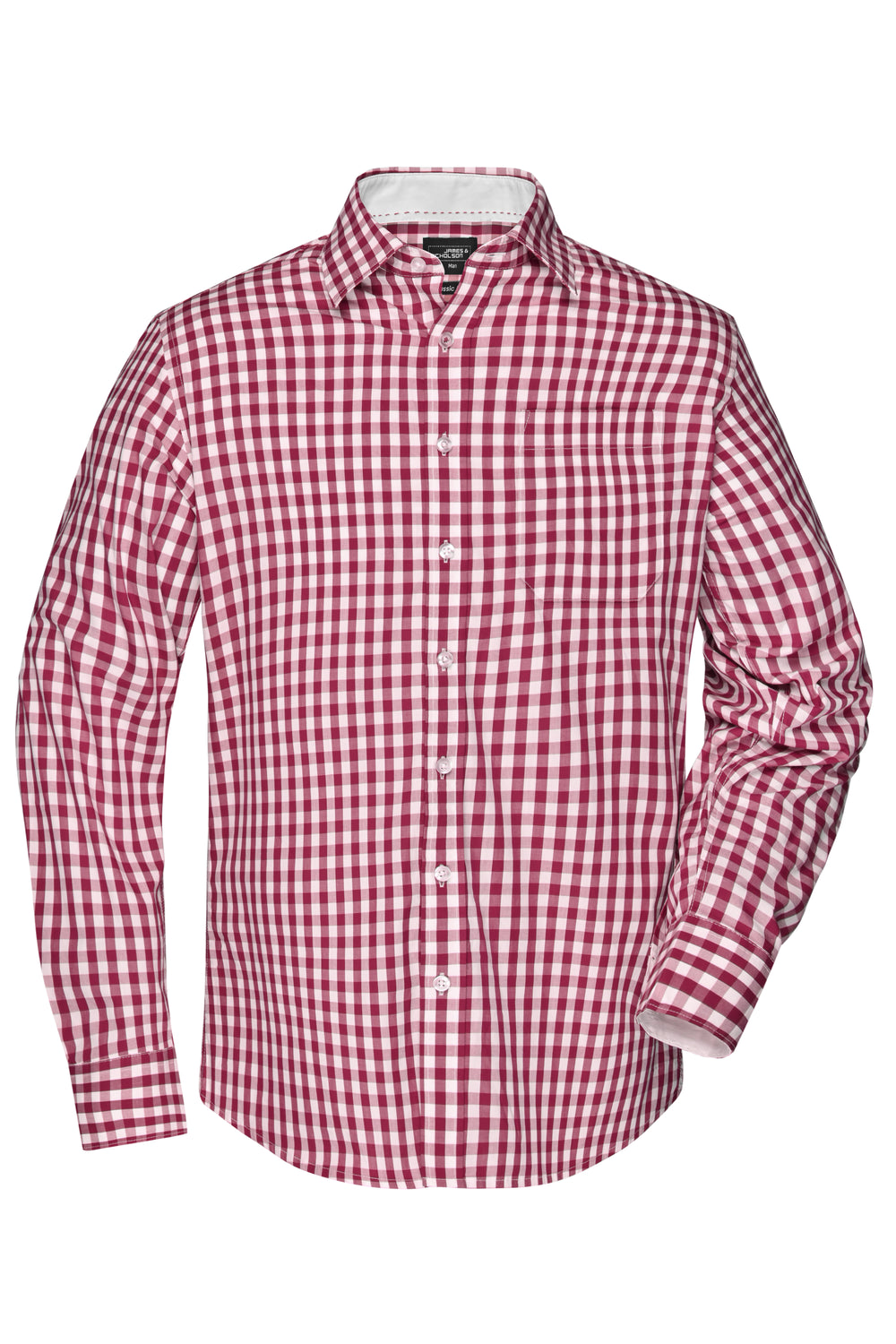 Men's Checked Shirt - bordeaux/white