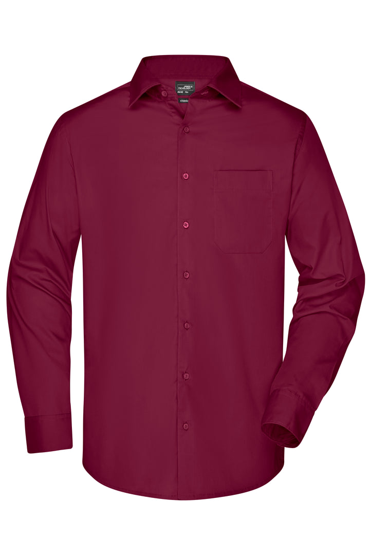Men's Business Shirt Long-Sleeved - wine