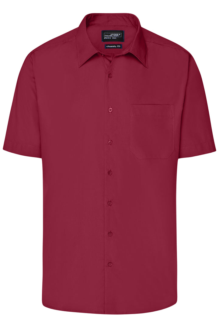 Men's Business Shirt Short-Sleeved - wine