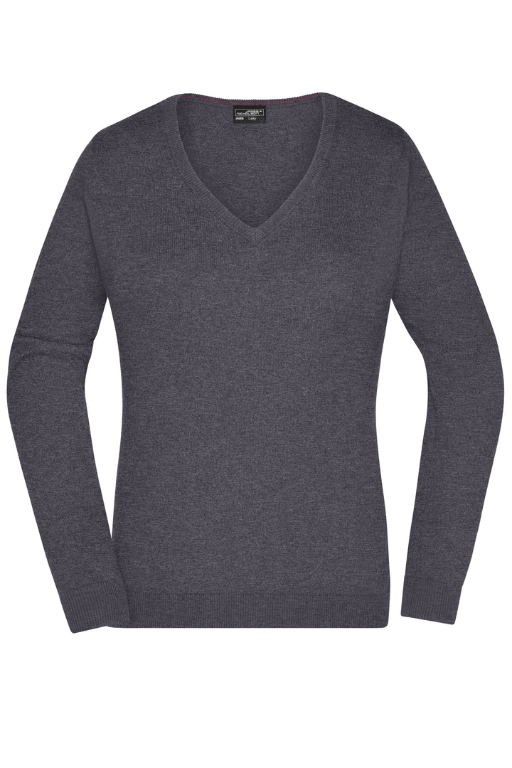 Ladies' V-Neck Pullover - anthracite-melange
