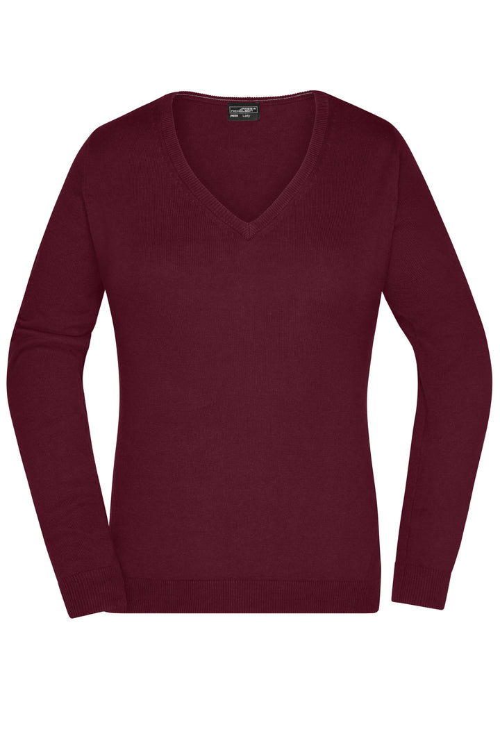 Ladies' V-Neck Pullover - bordeaux