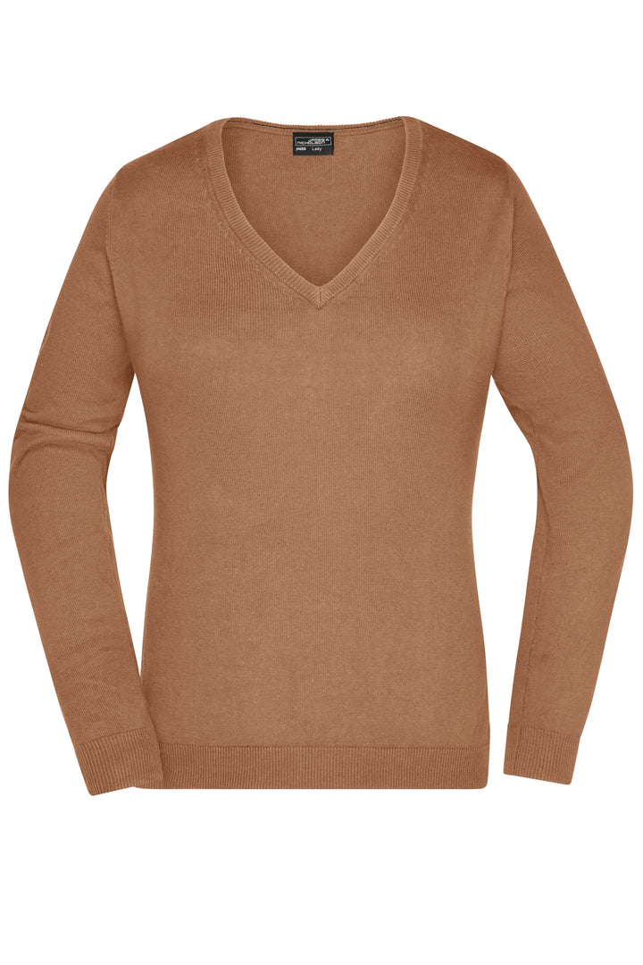 Ladies' V-Neck Pullover - camel