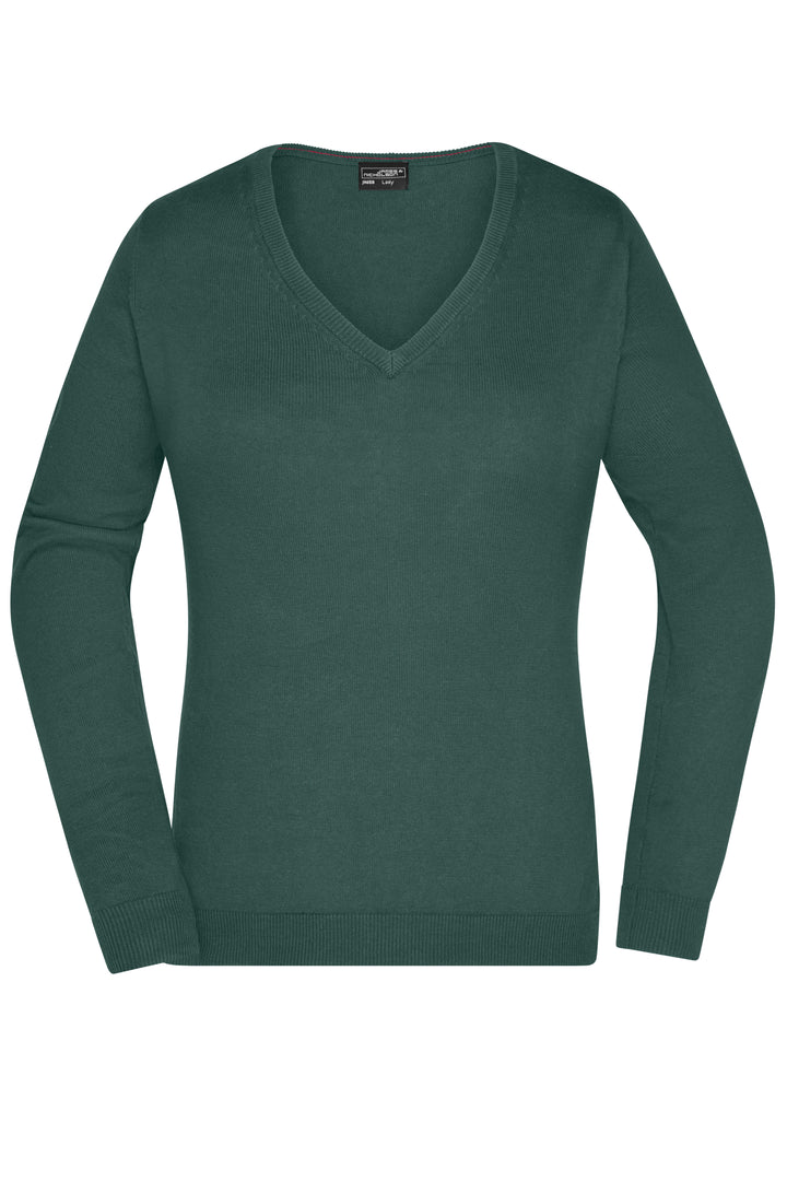 Ladies' V-Neck Pullover - forest-green