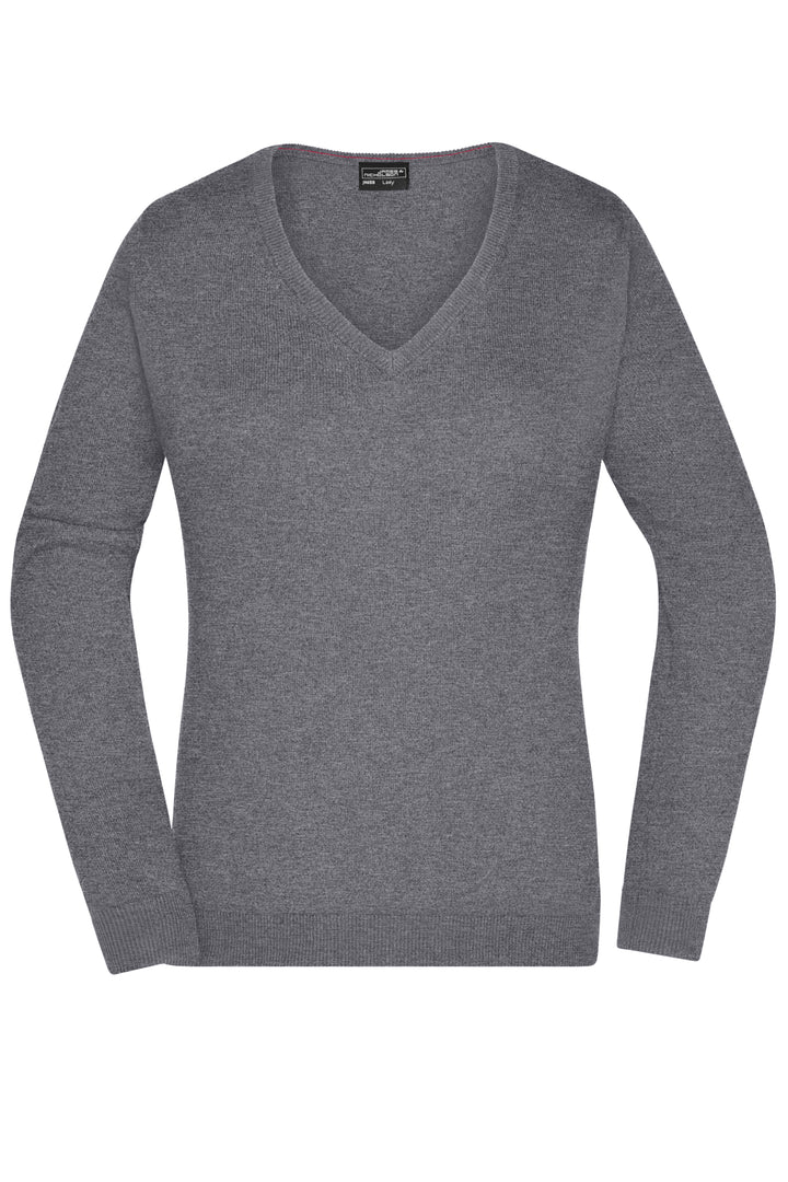 Ladies' V-Neck Pullover - grey-heather