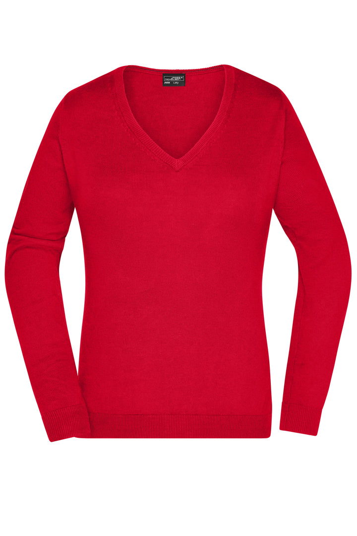 Ladies' V-Neck Pullover - red