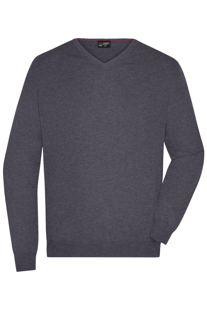 Men's V-Neck Pullover - anthracite-melange