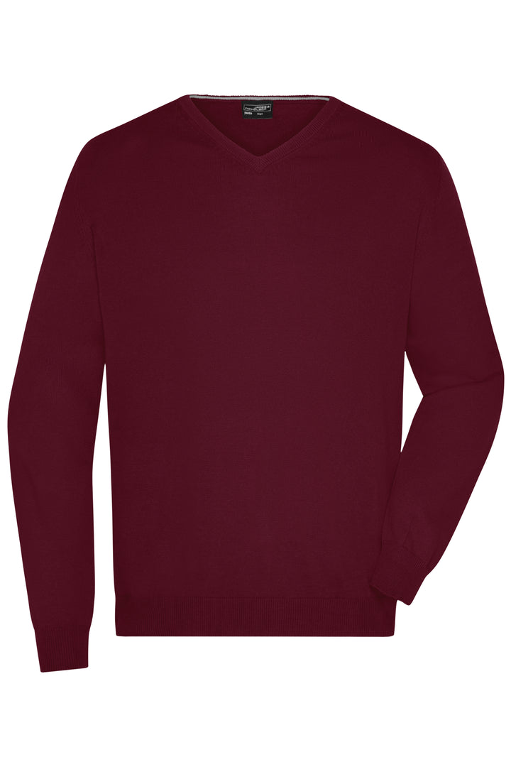 Men's V-Neck Pullover - bordeaux