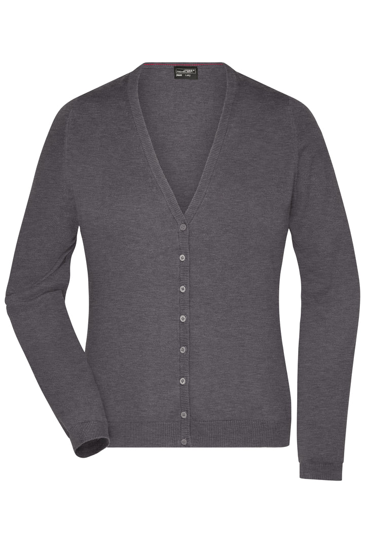 Ladies' V-Neck Cardigan - anthracite-melange