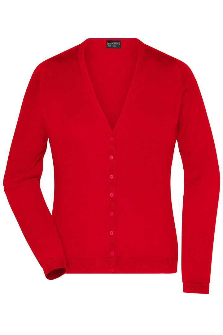Ladies' V-Neck Cardigan - red
