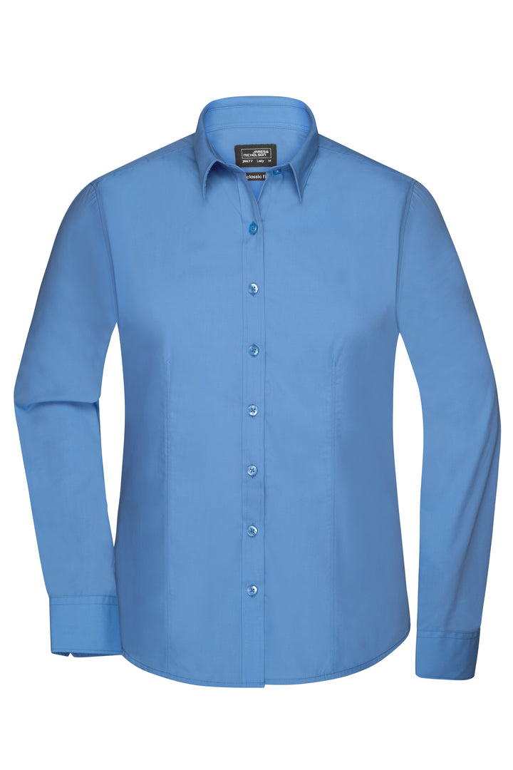 Ladies' Shirt Long-Sleeved Poplin - aqua