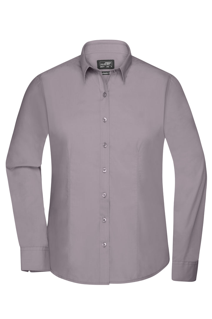 Ladies' Shirt Long-Sleeved Poplin - steel