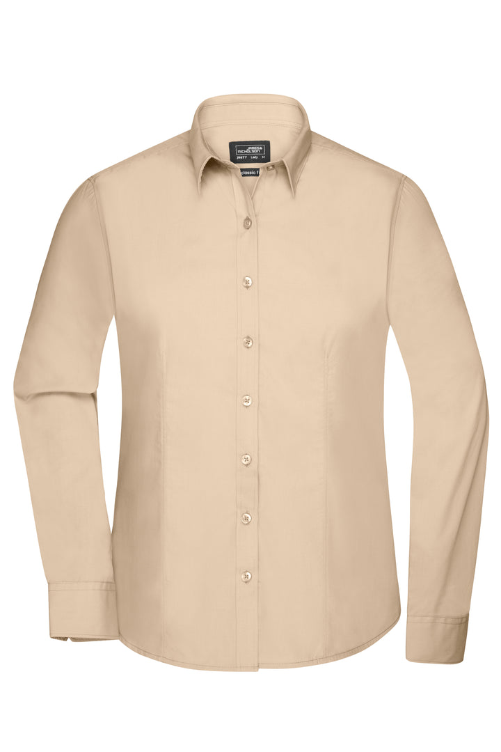 Ladies' Shirt Long-Sleeved Poplin - stone