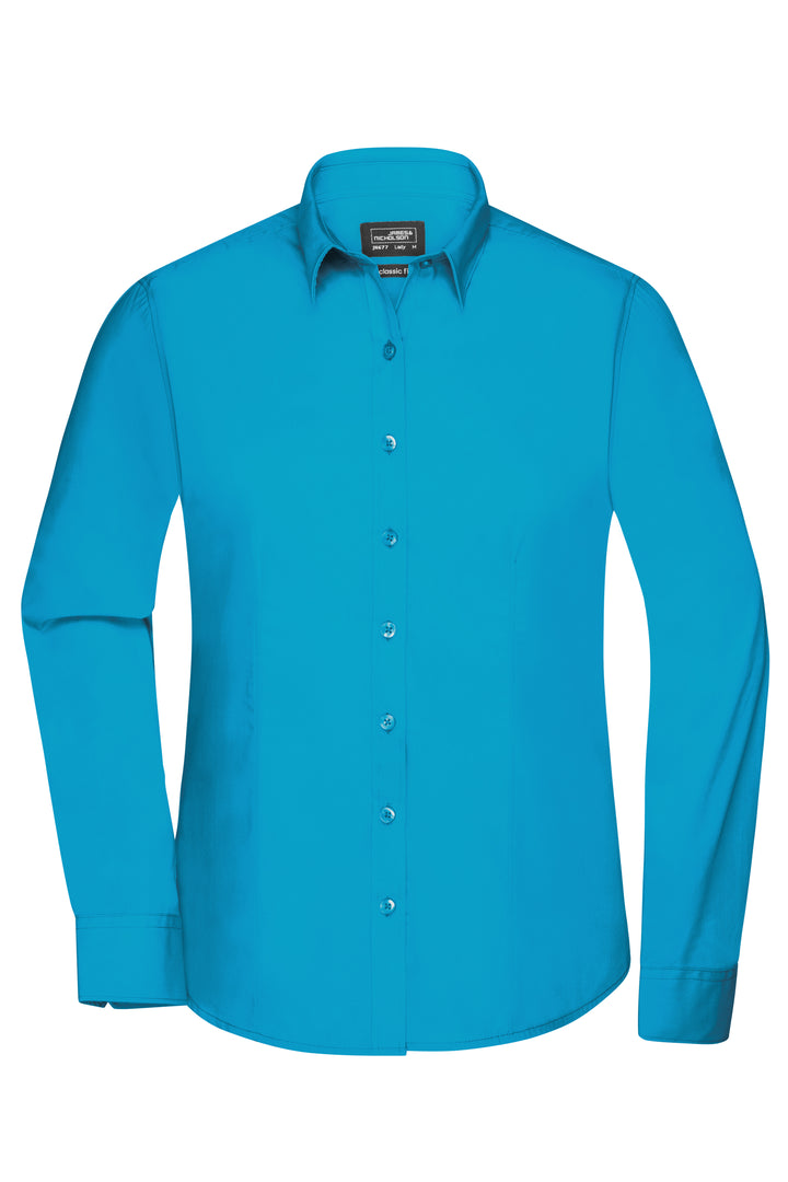 Ladies' Shirt Long-Sleeved Poplin - turquoise