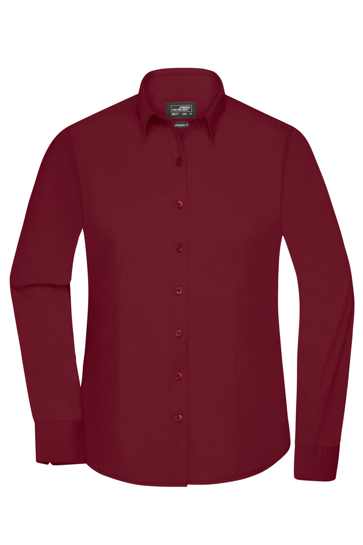 Ladies' Shirt Long-Sleeved Poplin - wine
