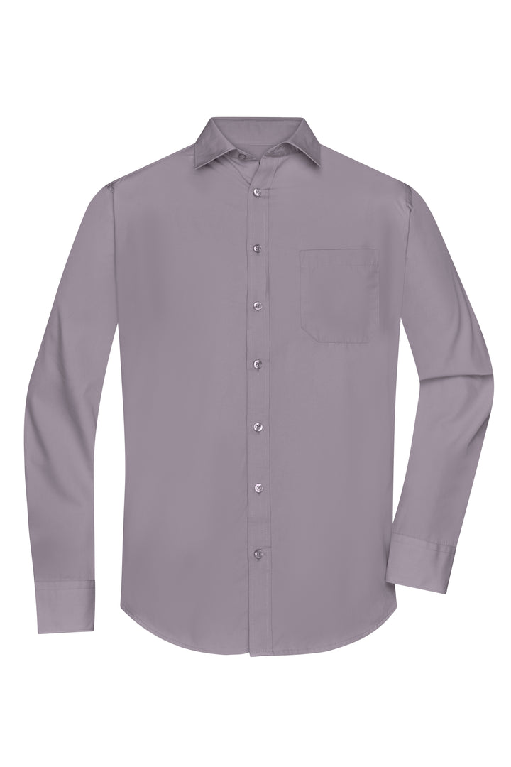 Men's Shirt Long-Sleeved Poplin - steel