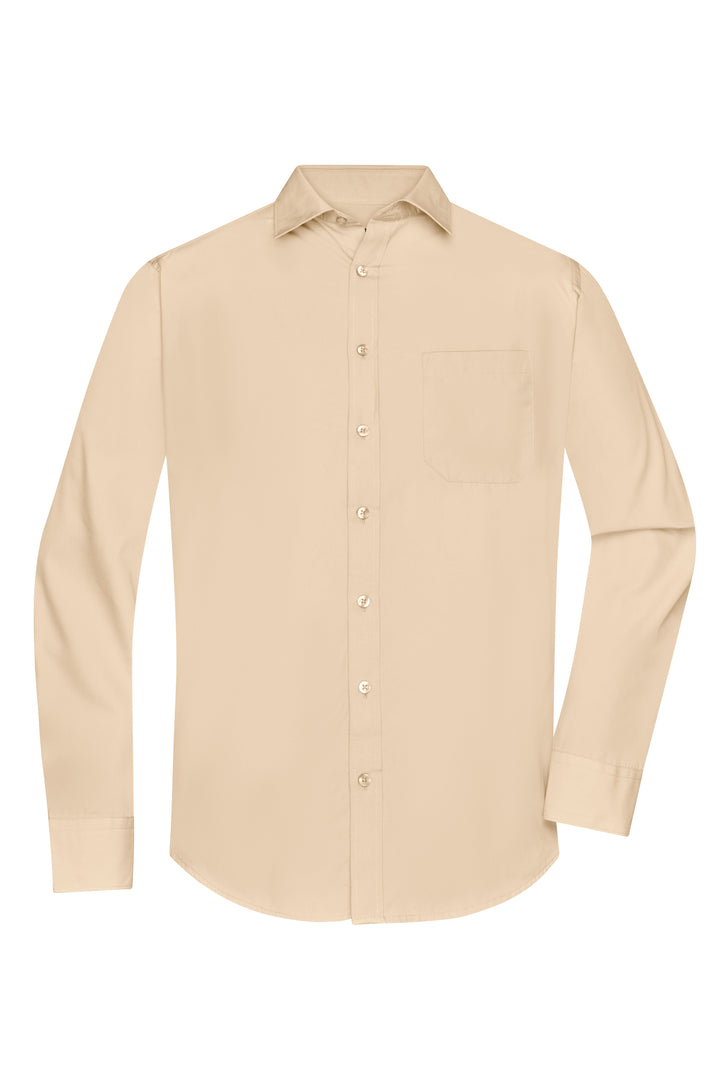 Men's Shirt Long-Sleeved Poplin - stone