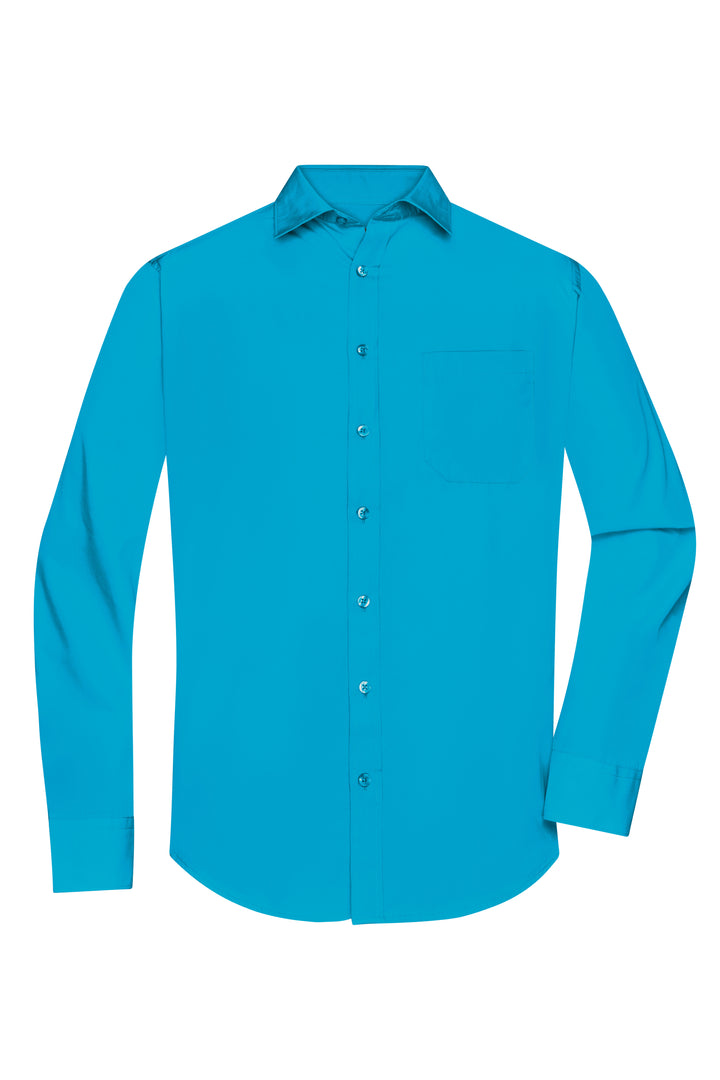 Men's Shirt Long-Sleeved Poplin - turquoise