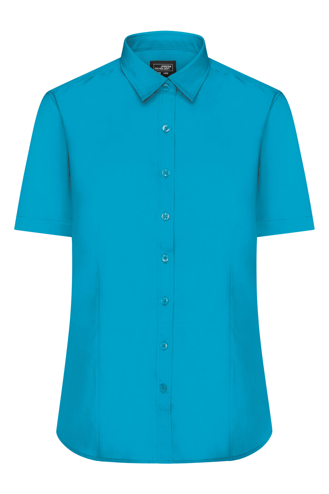 Ladies' Shirt Short-Sleeved Poplin - turquoise