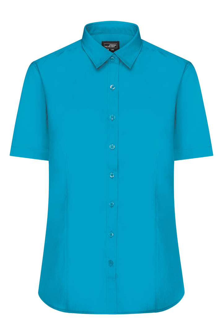 Ladies' Shirt Short-Sleeved Poplin - turquoise