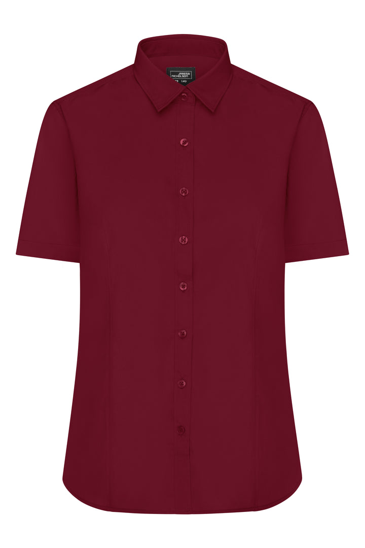 Ladies' Shirt Short-Sleeved Poplin - wine