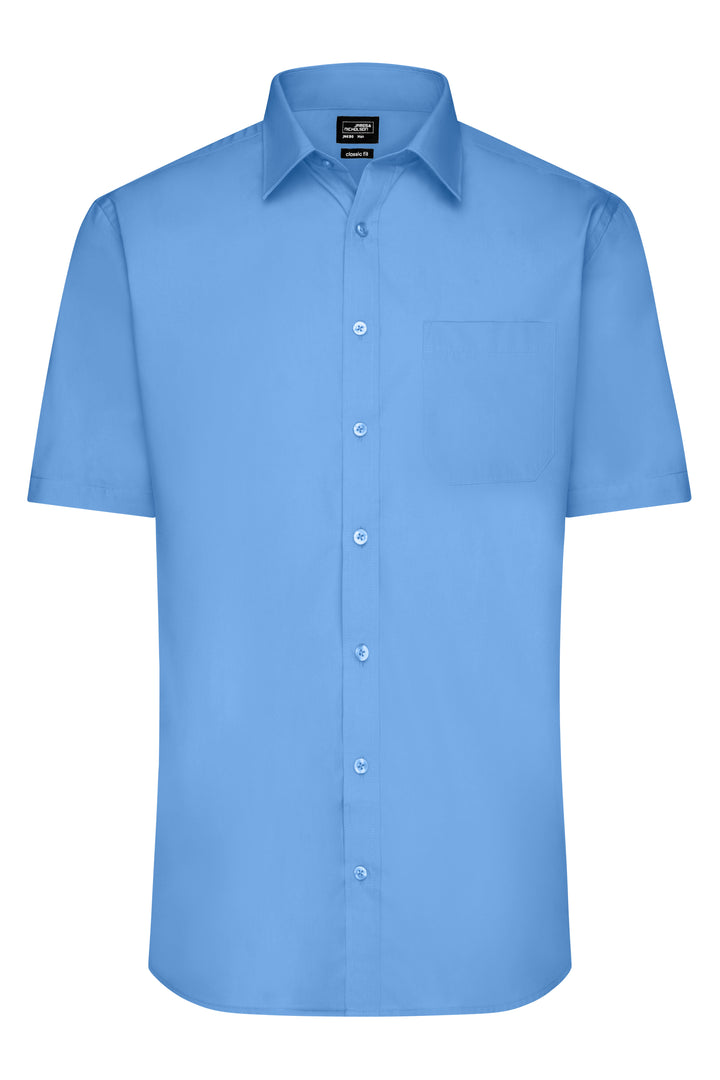 Men's Shirt Short-Sleeved Poplin - aqua