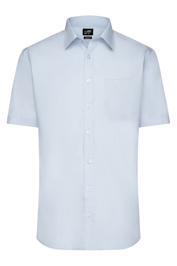 Men's Shirt Short-Sleeved Poplin - light-blue