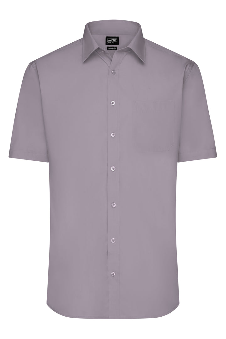 Men's Shirt Short-Sleeved Poplin - steel