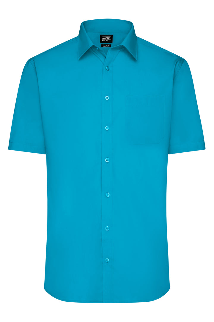 Men's Shirt Short-Sleeved Poplin - turquoise