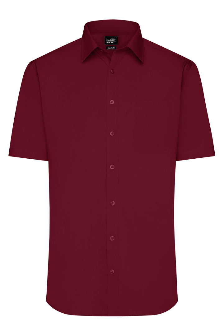 Men's Shirt Short-Sleeved Poplin - wine