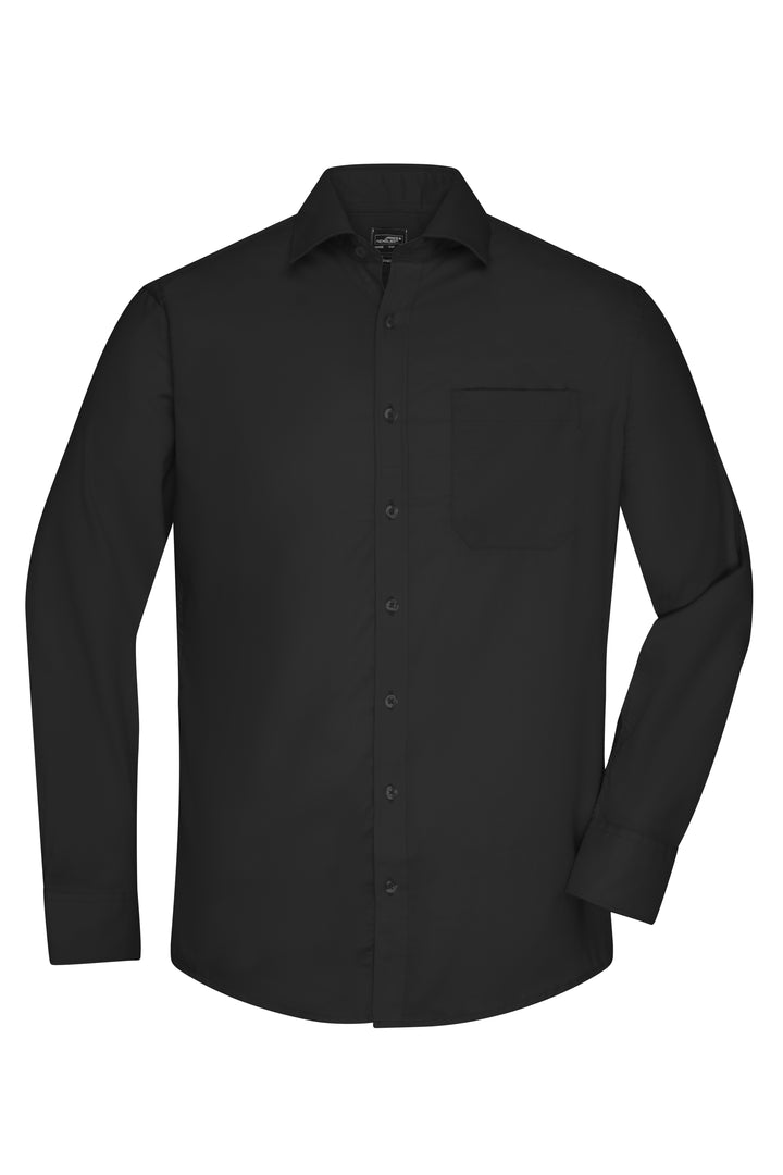 Men's Shirt Long-Sleeved Micro-Twill - black