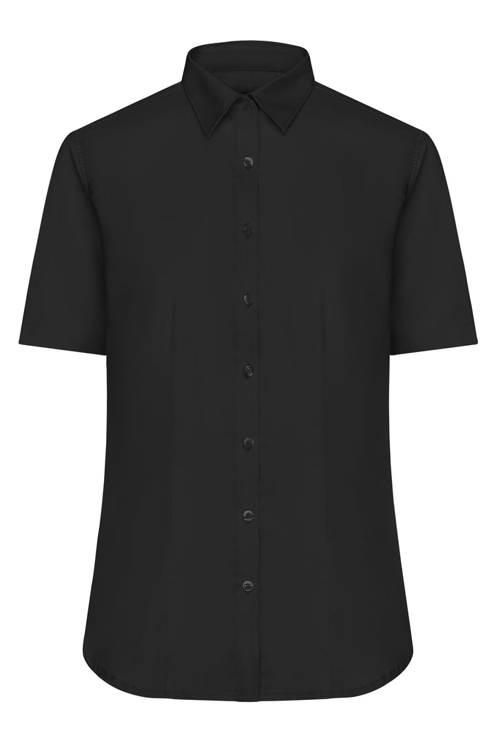 Ladies' Shirt Short-Sleeved Micro-Twill - black