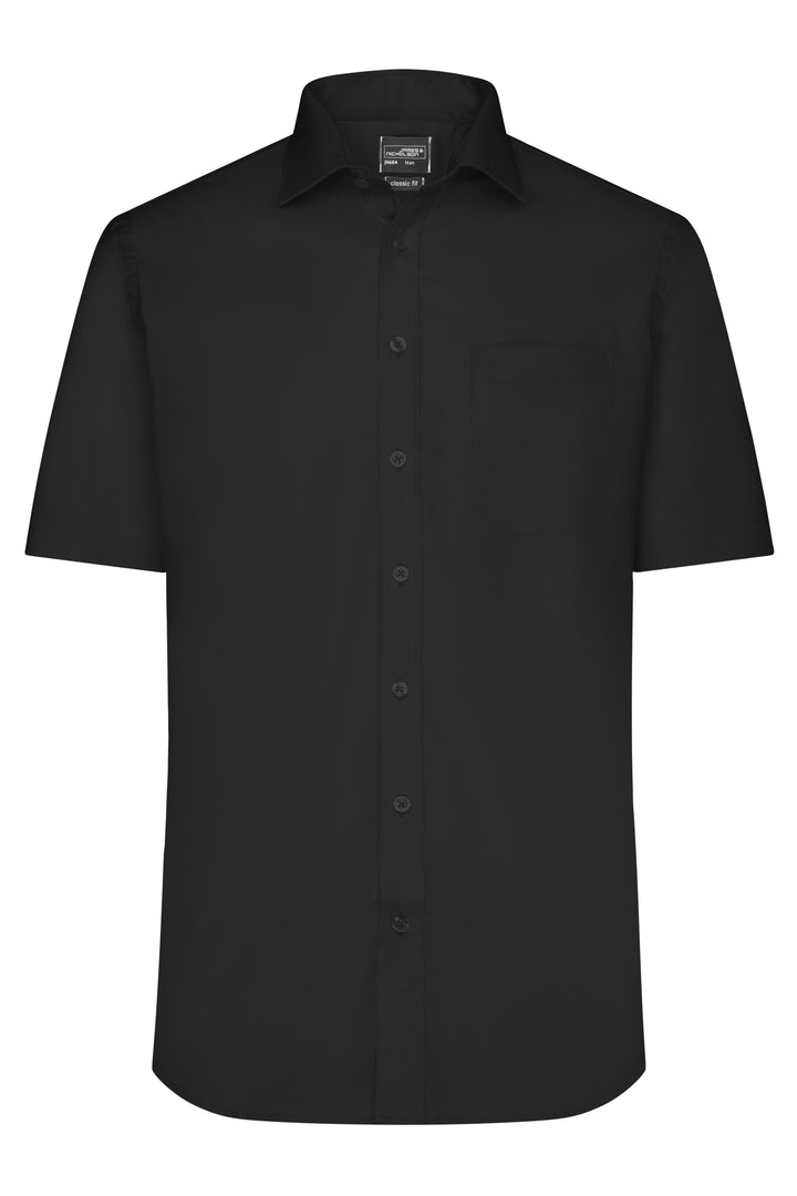 Men's Shirt Short-Sleeved Micro-Twill - black