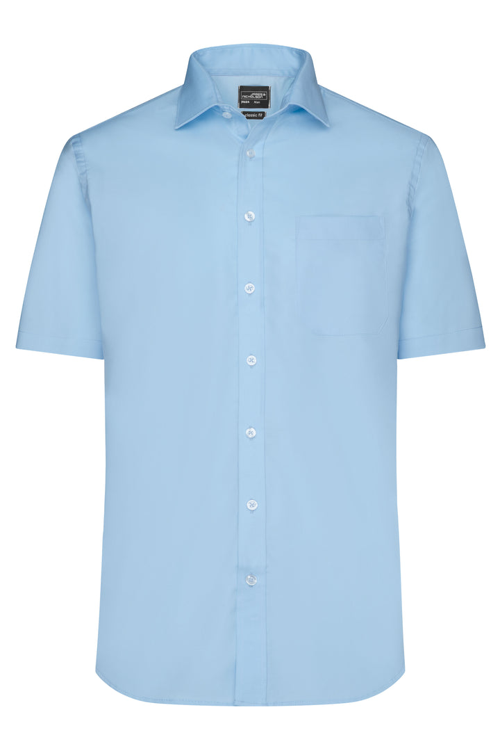 Men's Shirt Short-Sleeved Micro-Twill - light-blue