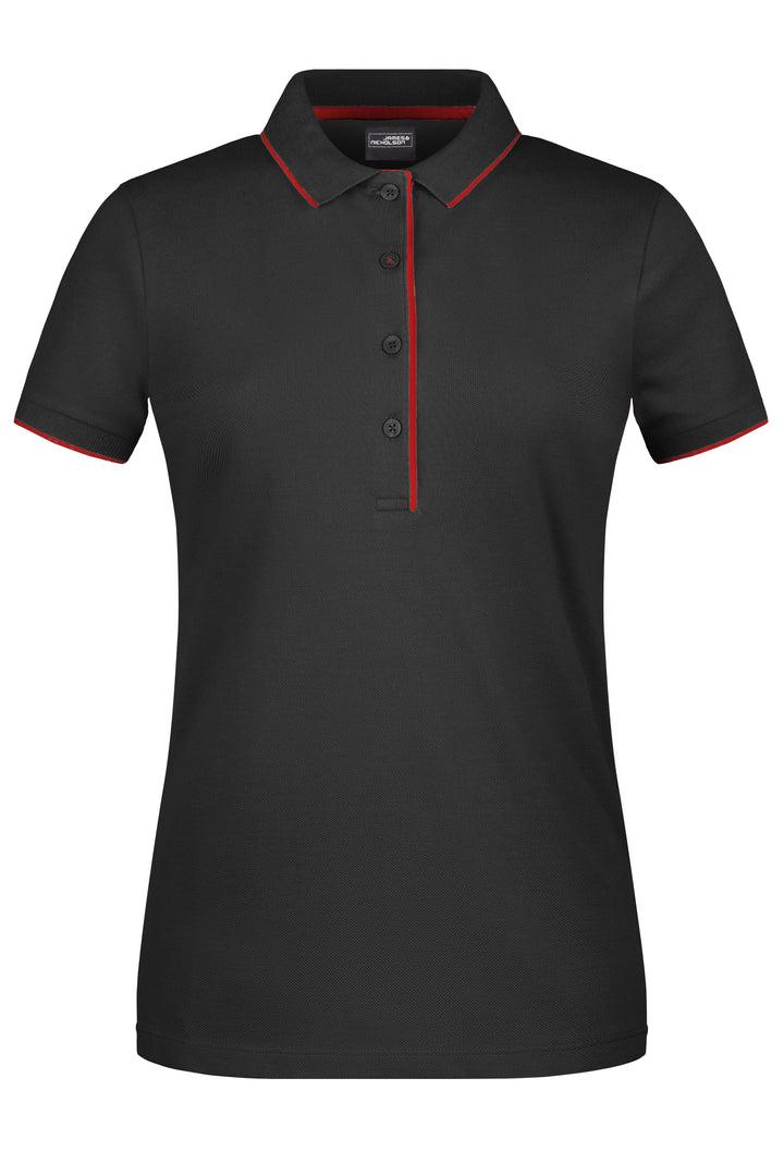 Ladies' Polo Stripe - black/red
