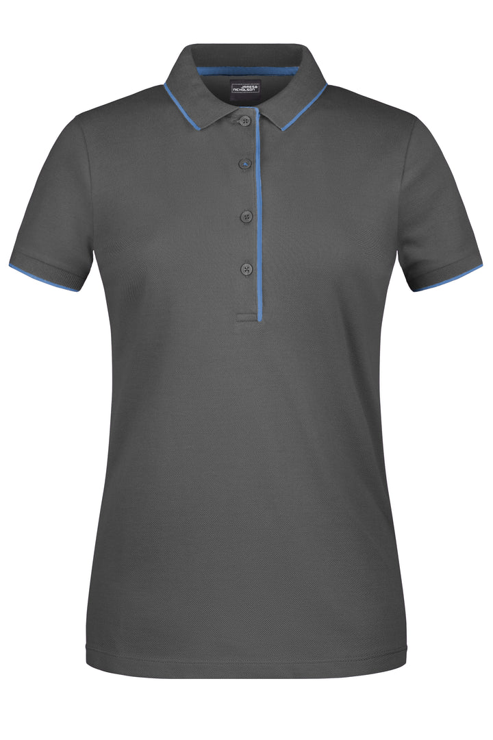Ladies' Polo Stripe - graphite/aqua