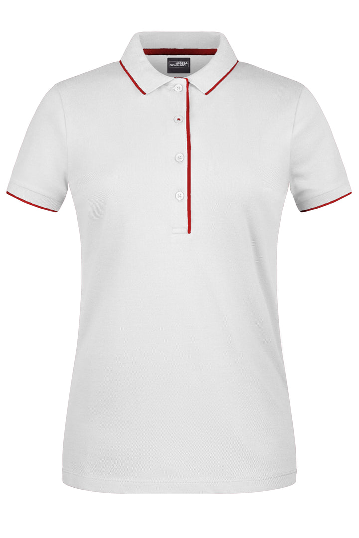Ladies' Polo Stripe - white/red