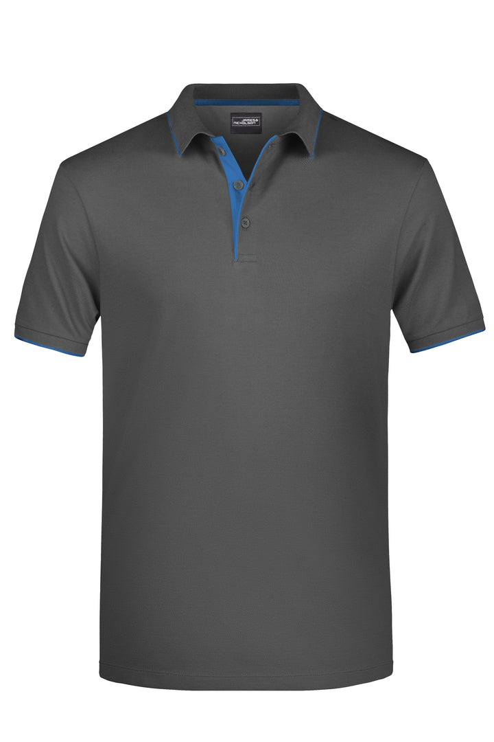 Men's Polo Stripe - graphite/aqua