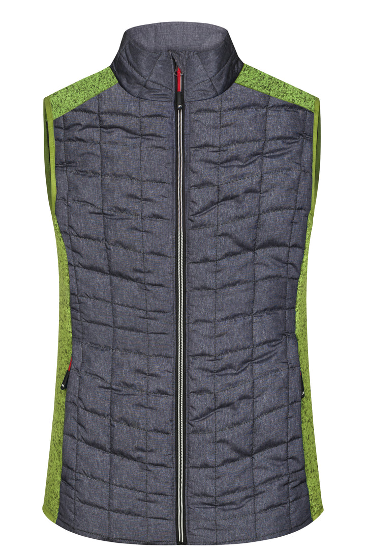 Ladies' Knitted Hybrid Vest - kiwi-melange/anthracite-melange