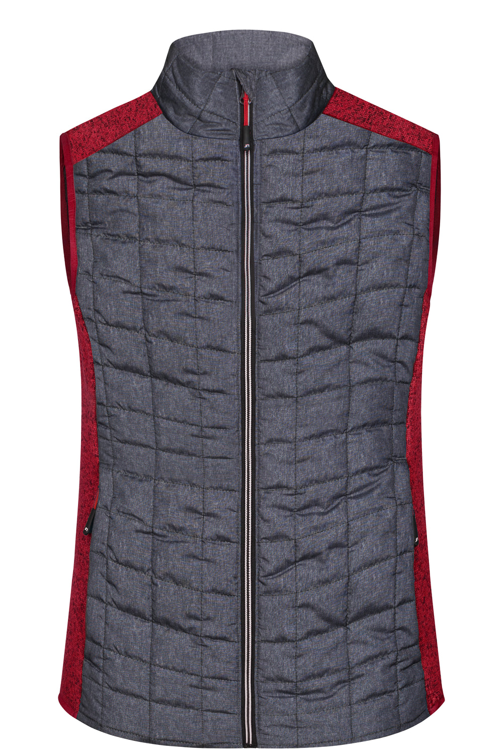 Ladies' Knitted Hybrid Vest - red-melange/anthracite-melange