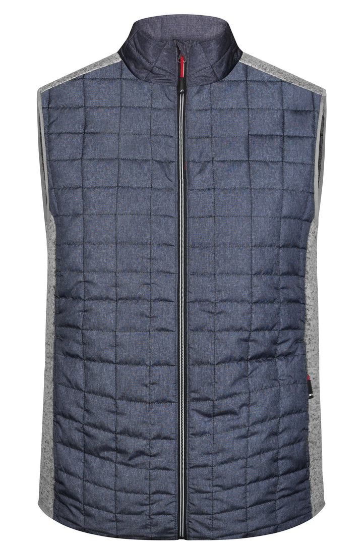 Men's Knitted Hybrid Vest - light-melange/anthracite-melange