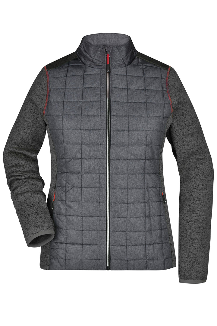 Ladies' Knitted Hybrid Jacket - grey-melange/anthracite-melange